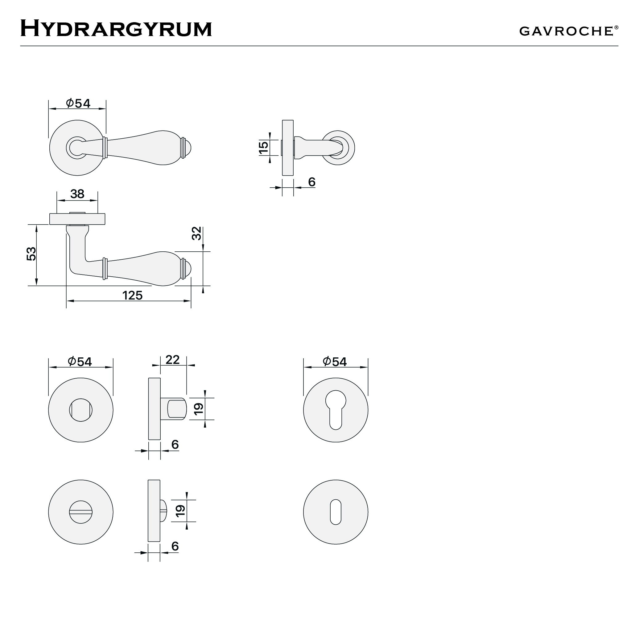 Maßzeichnung Hydrargyrum – Griff und Rosetten